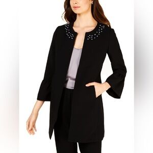 Nine West Black Women's Blazer with Beaded Collar Size 14